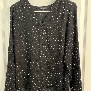 Express Black Long Sleeve Buttoned Blouse